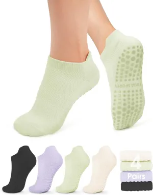 YeuG 4/6 Pairs Pilates Socks for Women - Non Slip Grip Socks for Yoga, Barre, Hospital, Barefoot